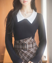 トレンドの襟付きリブニットsdpxyf6316 ブラック