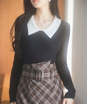 トレンドの襟付きリブニットsdpxyf6316 ブラック