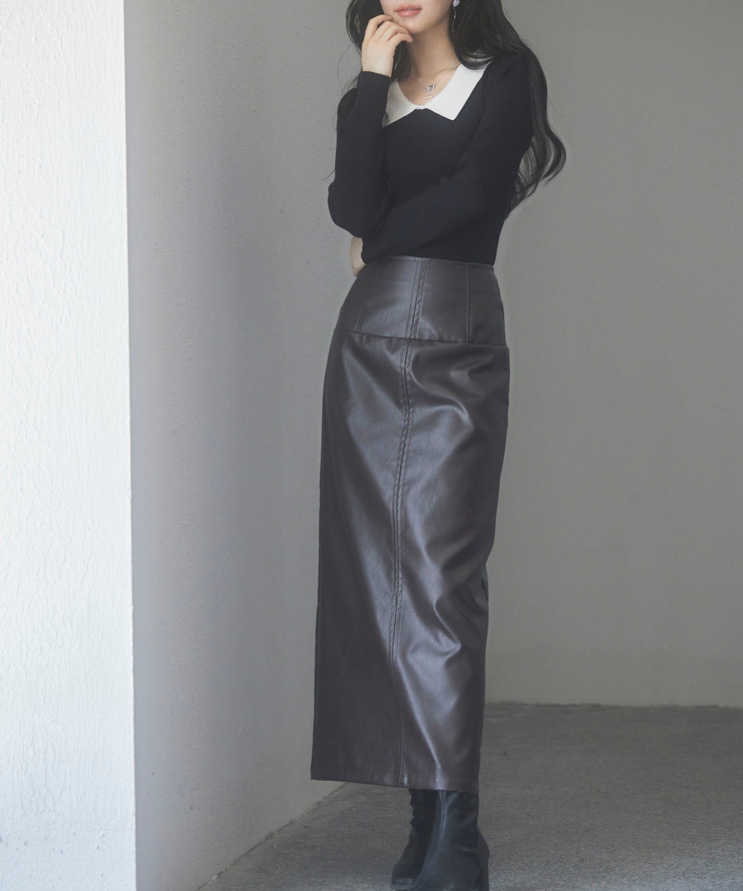 トレンドの襟付きリブニットsdpxyf6316 ブラック