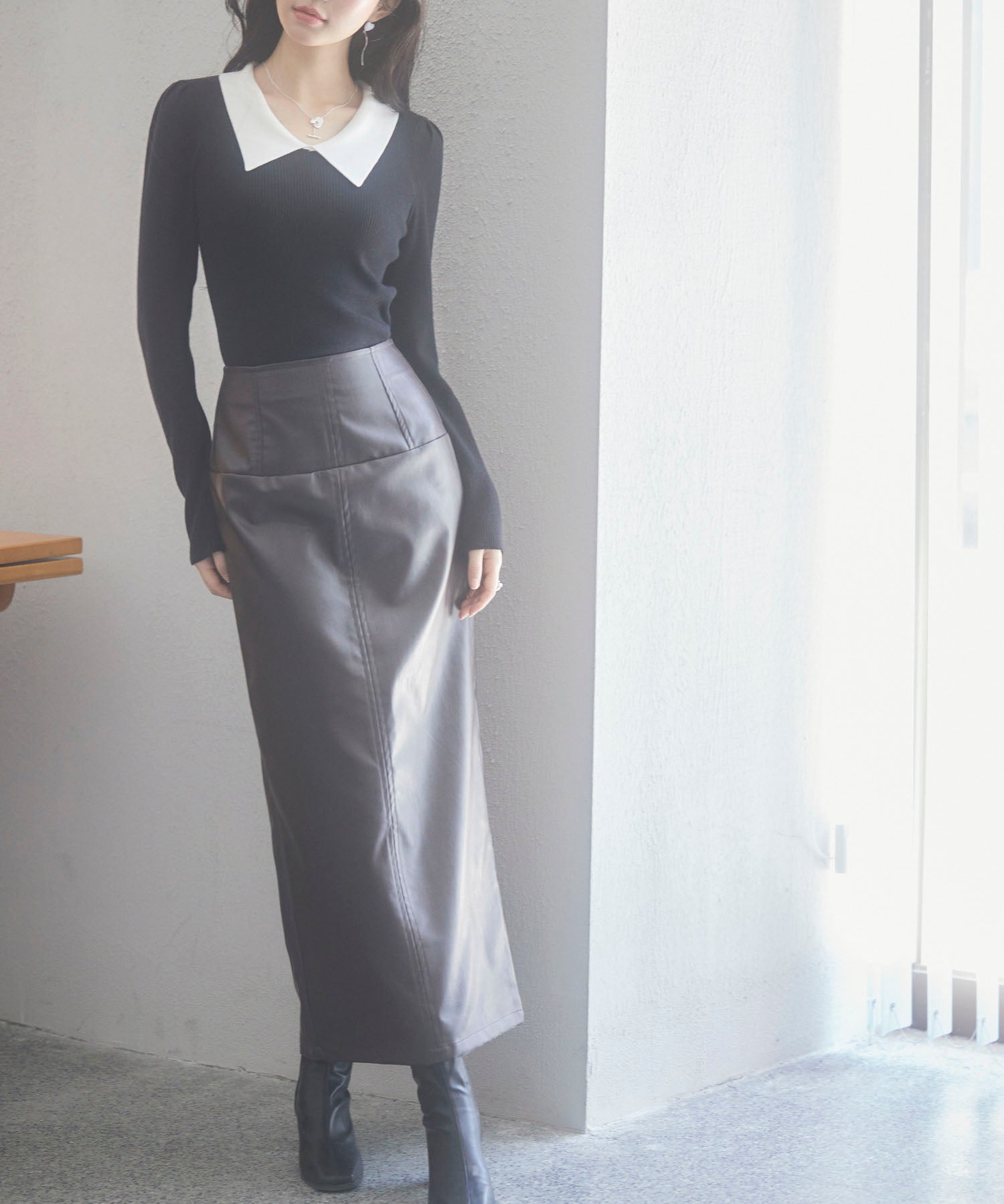 トレンドの襟付きリブニットsdpxyf6316 ブラック