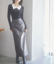 トレンドの襟付きリブニットsdpxyf6316 ブラック