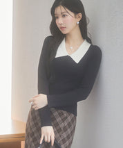 トレンドの襟付きリブニットsdpxyf6316 ブラック