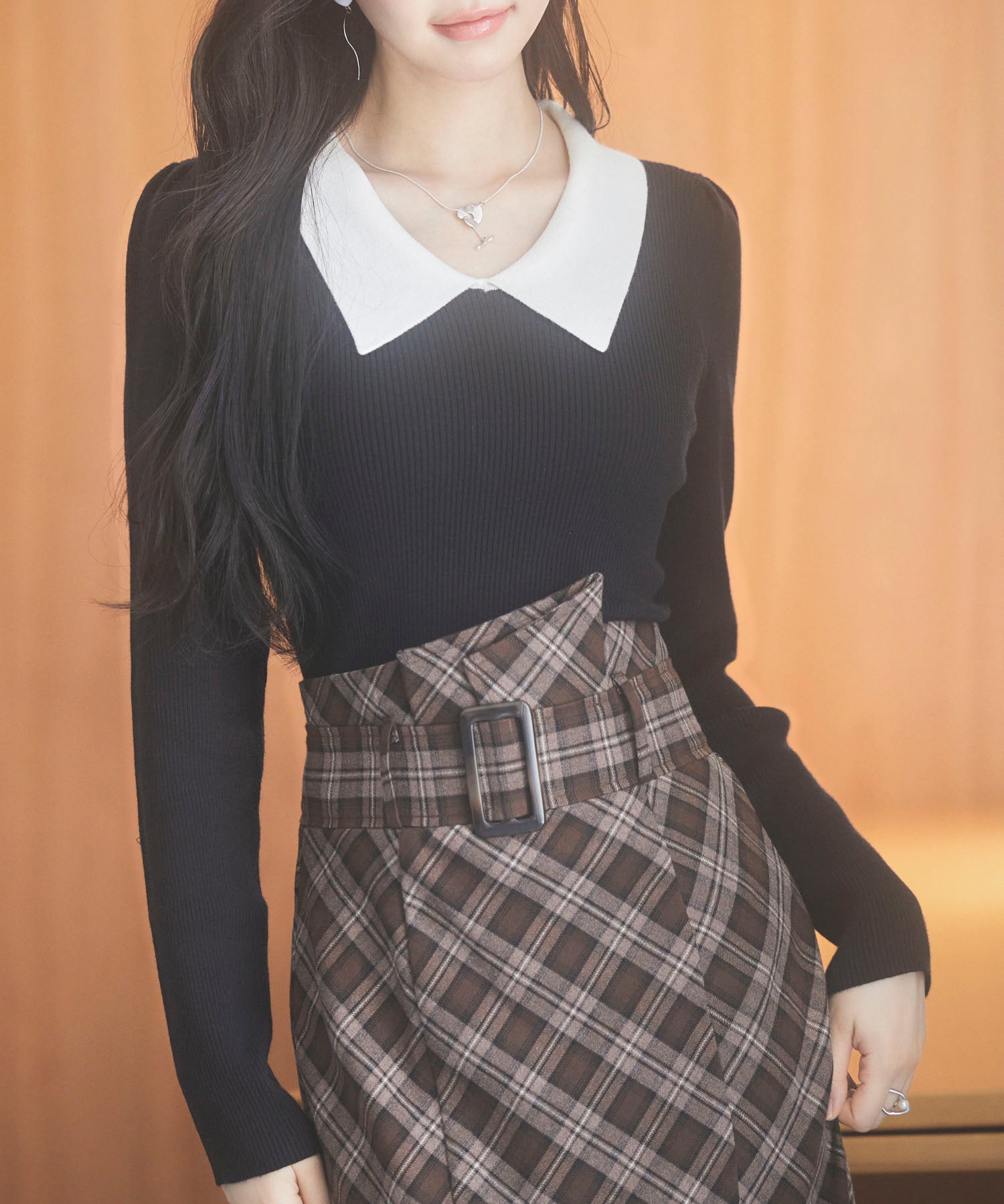 トレンドの襟付きリブニットsdpxyf6316 ブラック