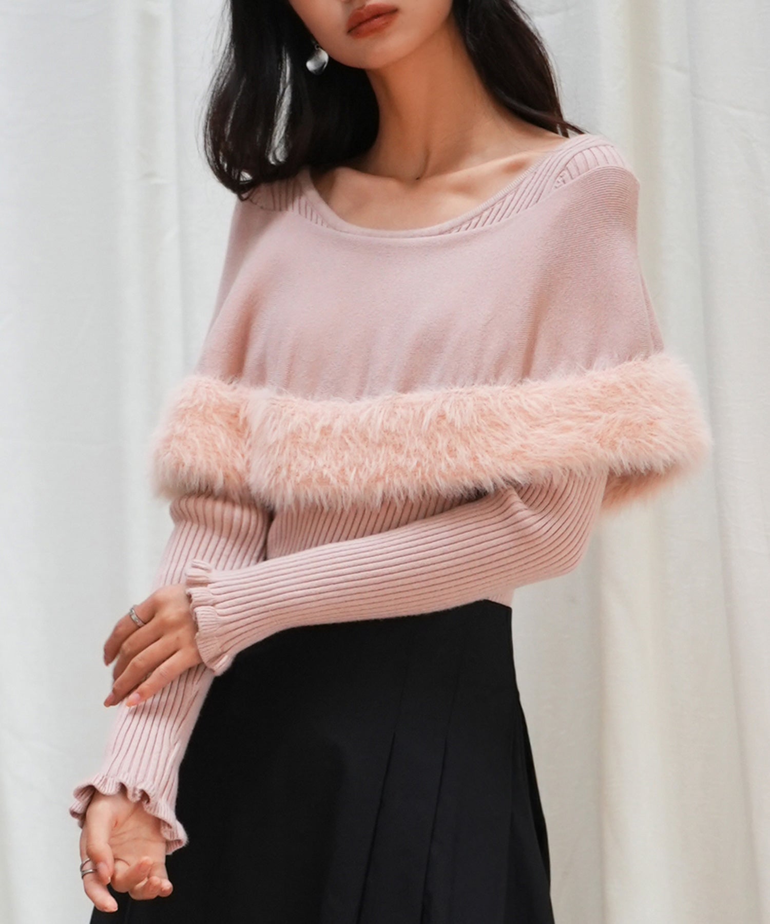 ファー付きケープライクニットプルオーバーsdpxyf6329-103-26