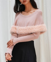 ファー付きケープライクニットプルオーバーsdpxyf6329-103-26