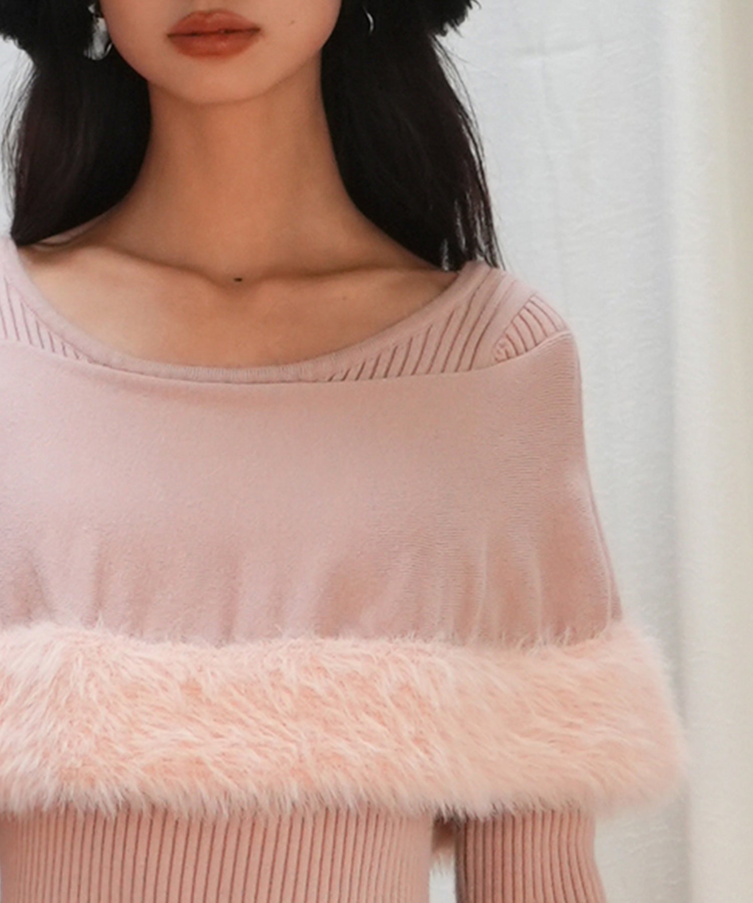 ファー付きケープライクニットプルオーバーsdpxyf6329 ピンク