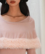 ファー付きケープライクニットプルオーバーsdpxyf6329 ピンク