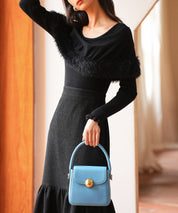 ファー付きケープライクニットプルオーバーsdpxyf6329 ブラック