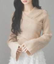 折り返し襟リブ編みニットプルオーバーsdpxyf6527-103-14