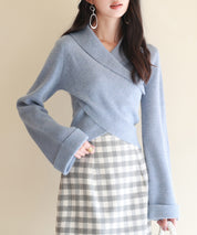 折り返し襟リブ編みニットプルオーバーsdpxyf6527-103-72