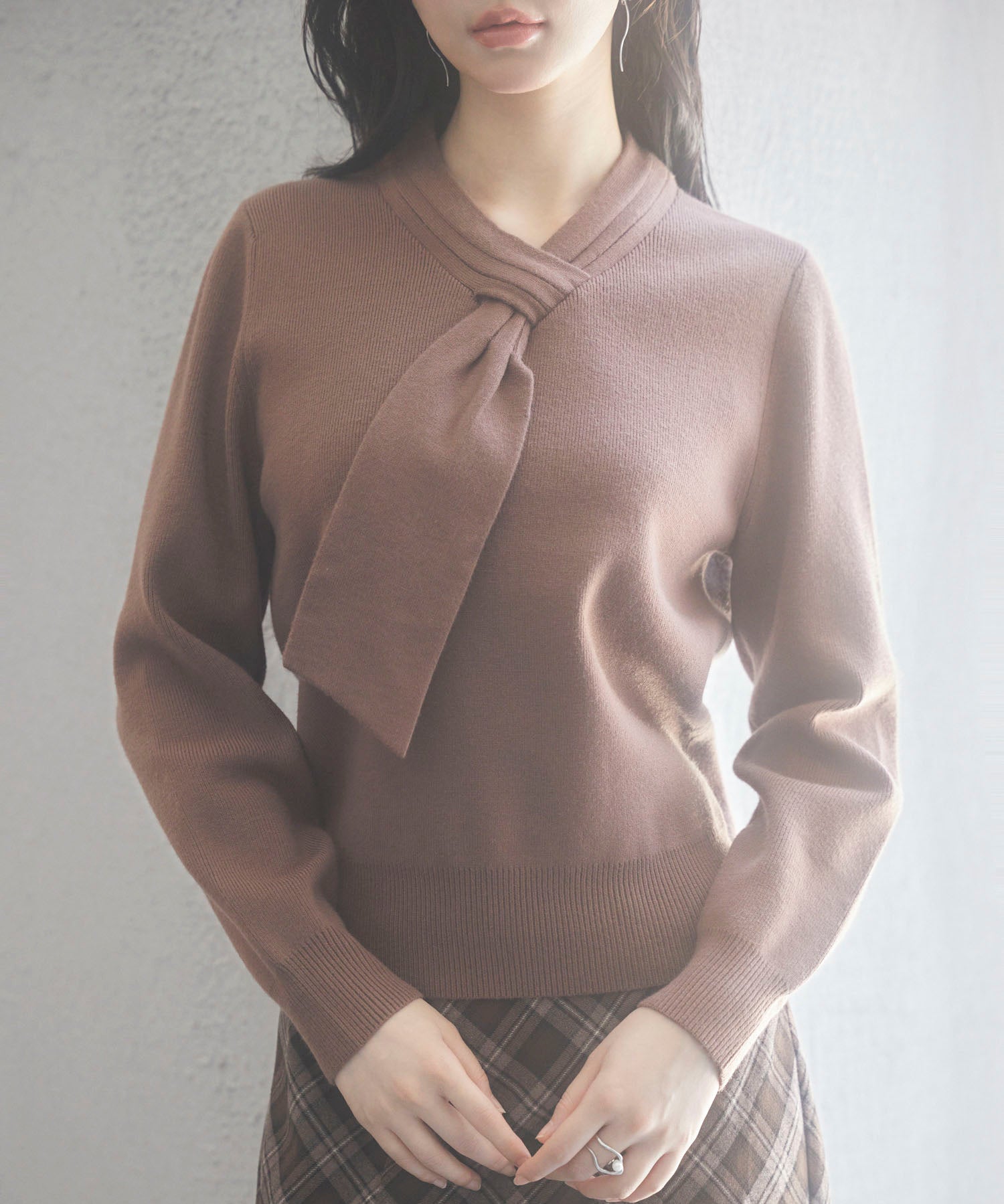 リボンハイゲージ編みニットプルオーバーsdpxyf6581-103-17