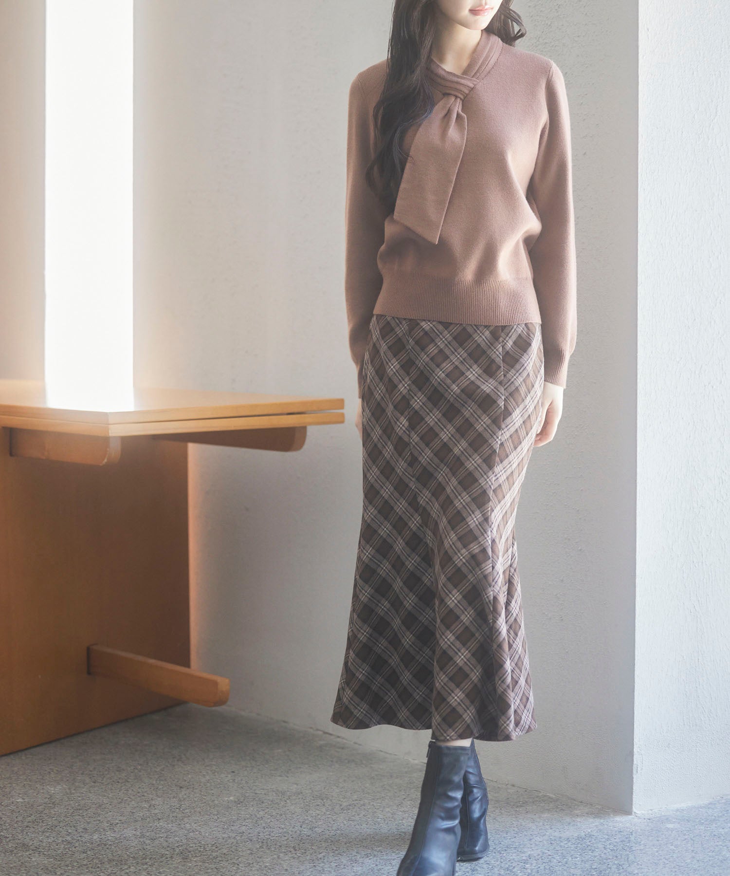 リボンハイゲージ編みニットプルオーバーsdpxyf6581 ブラウン