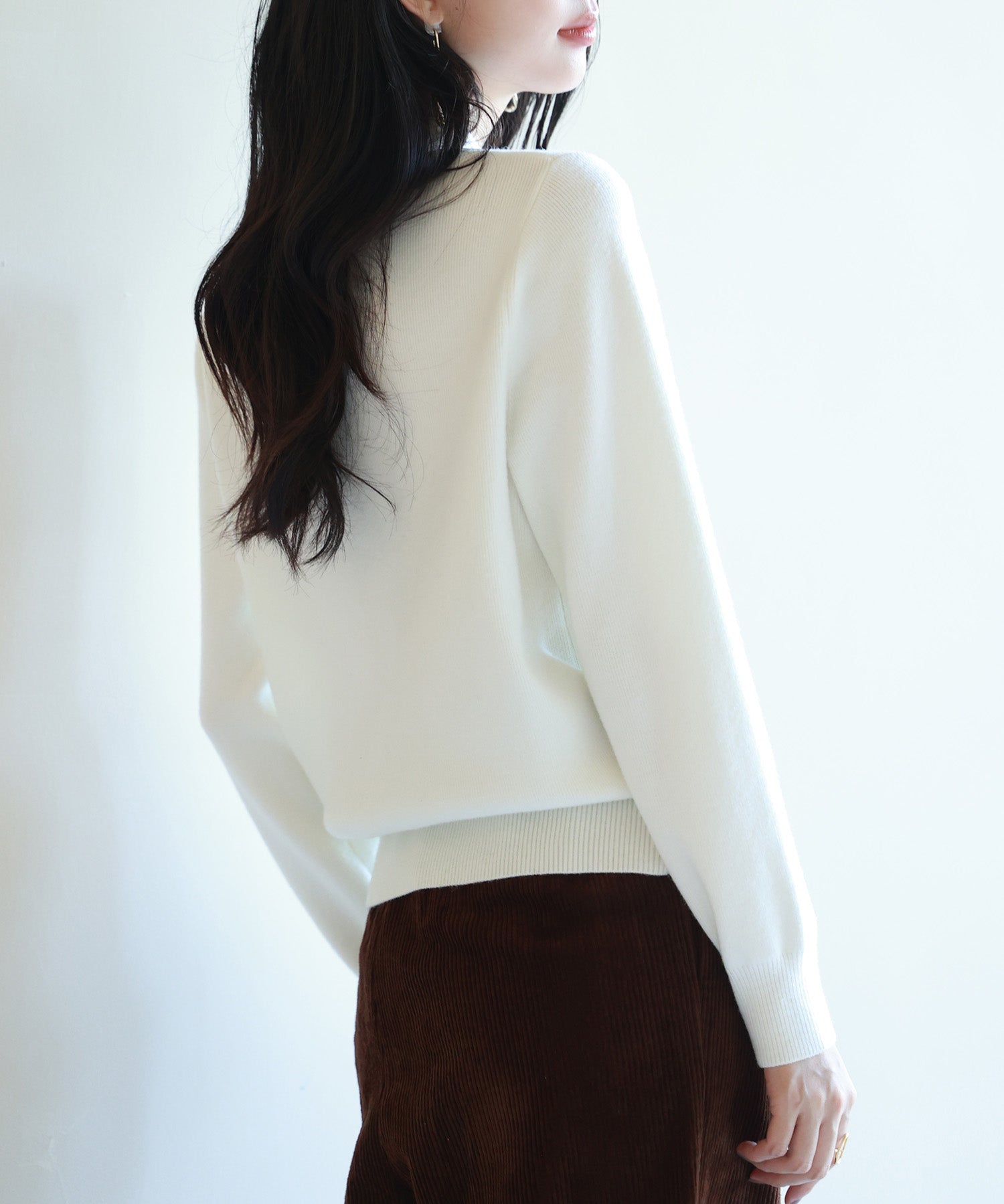 リボンハイゲージ編みニットプルオーバーsdpxyf6581 アイボリー