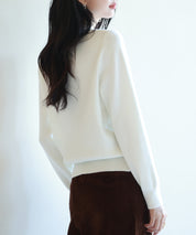 リボンハイゲージ編みニットプルオーバーsdpxyf6581 アイボリー