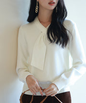 リボンハイゲージ編みニットプルオーバーsdpxyf6581 アイボリー