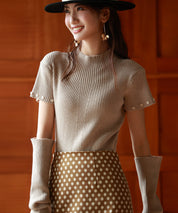 アームウォーマー付き3wayリブニットプルオーバーsdpxyf7023 ベージュ