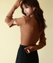 アームウォーマー付き3wayリブニットプルオーバーsdpxyf7023 ブラウン