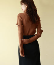 アームウォーマー付き3wayリブニットプルオーバーsdpxyf7023 ブラウン