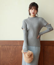 アームウォーマー付き3wayリブニットプルオーバーsdpxyf7023 グレー