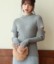アームウォーマー付き3wayリブニットプルオーバーsdpxyf7023 グレー