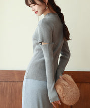アームウォーマー付き3wayリブニットプルオーバーsdpxyf7023 グレー