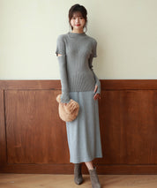 アームウォーマー付き3wayリブニットプルオーバーsdpxyf7023 グレー