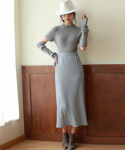 アームウォーマー付き3wayリブニットプルオーバーsdpxyf7023 グレー