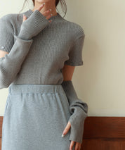 アームウォーマー付き3wayリブニットプルオーバーsdpxyf7023 グレー