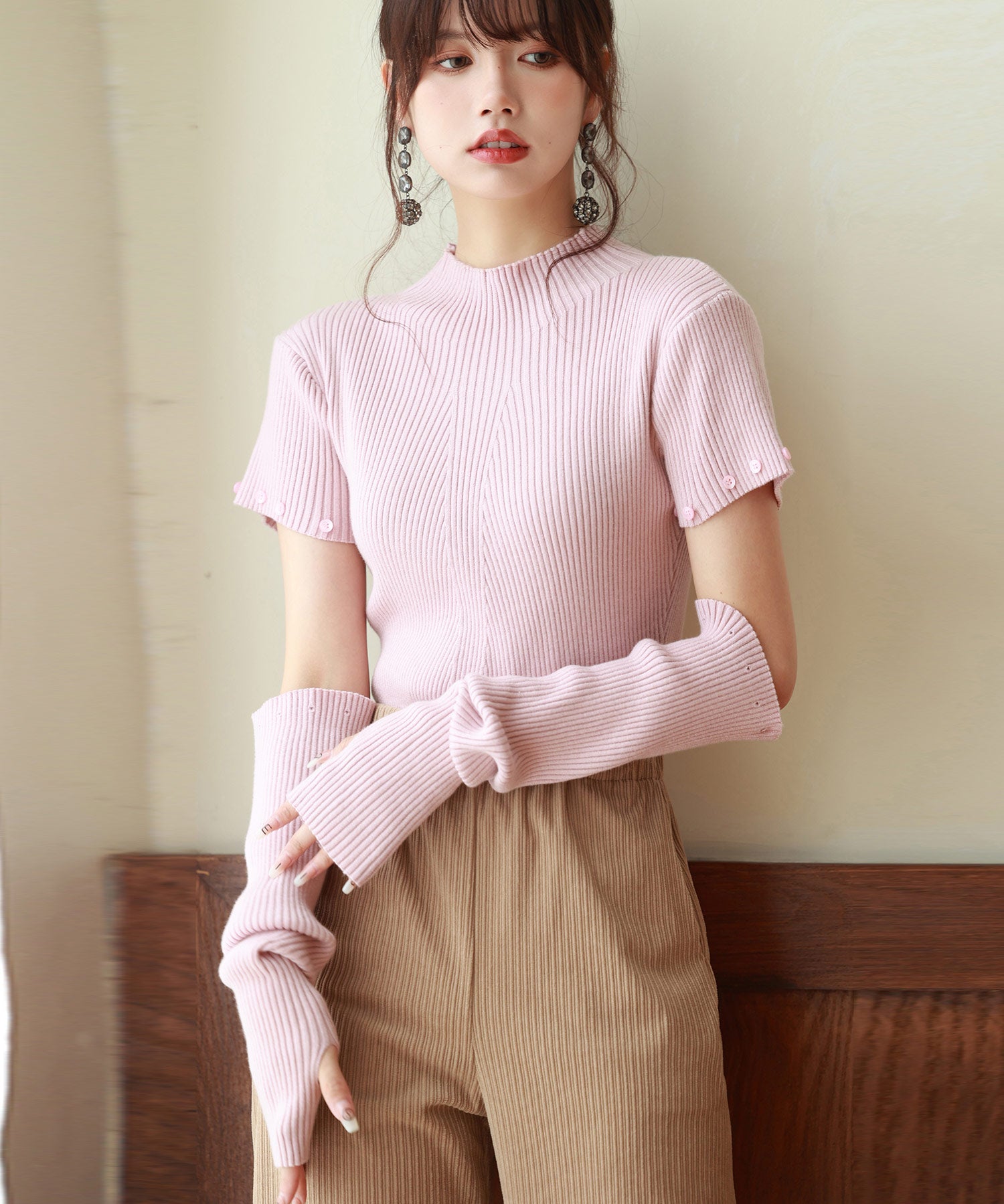 アームウォーマー付き3wayリブニットプルオーバーsdpxyf7023-103-26