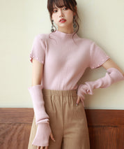 アームウォーマー付き3wayリブニットプルオーバーsdpxyf7023 ピンク