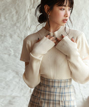 アームウォーマー付き3wayリブニットプルオーバーsdpxyf7023 アイボリー