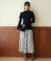 アームウォーマー付き3wayリブニットプルオーバーsdpxyf7023 ブラック