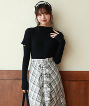 アームウォーマー付き3wayリブニットプルオーバーsdpxyf7023 ブラック