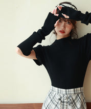 アームウォーマー付き3wayリブニットプルオーバーsdpxyf7023 ブラック