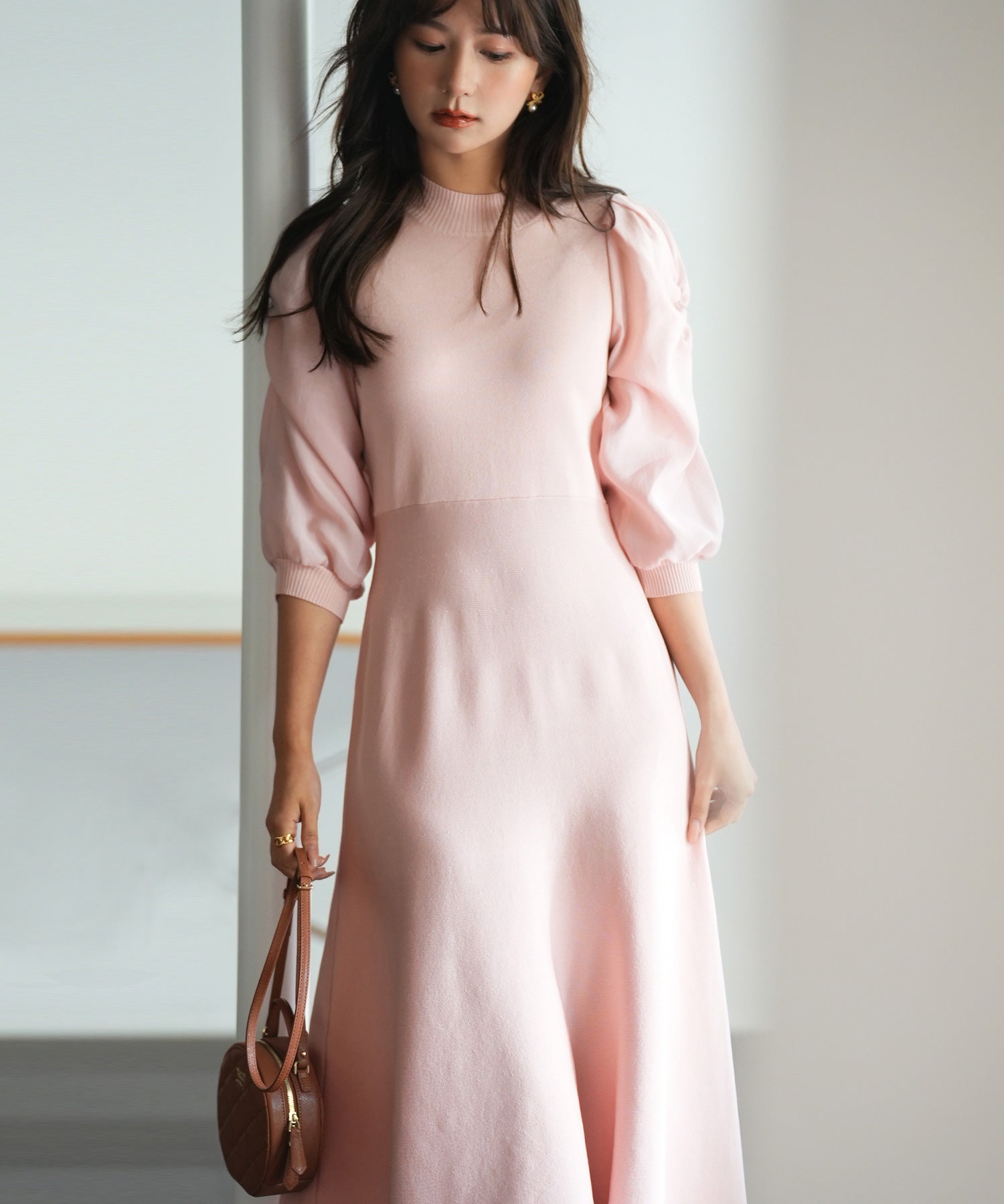 Aラインドッキングニットワンピースsdpxyf9017 ピンク