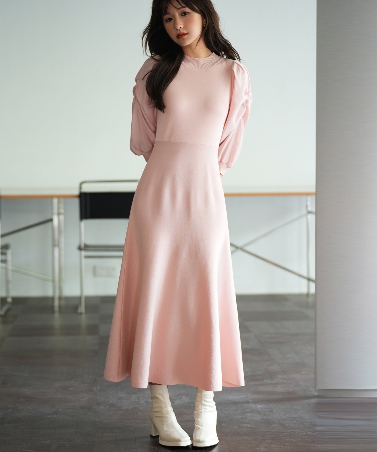Aラインドッキングニットワンピースsdpxyf9017 ピンク