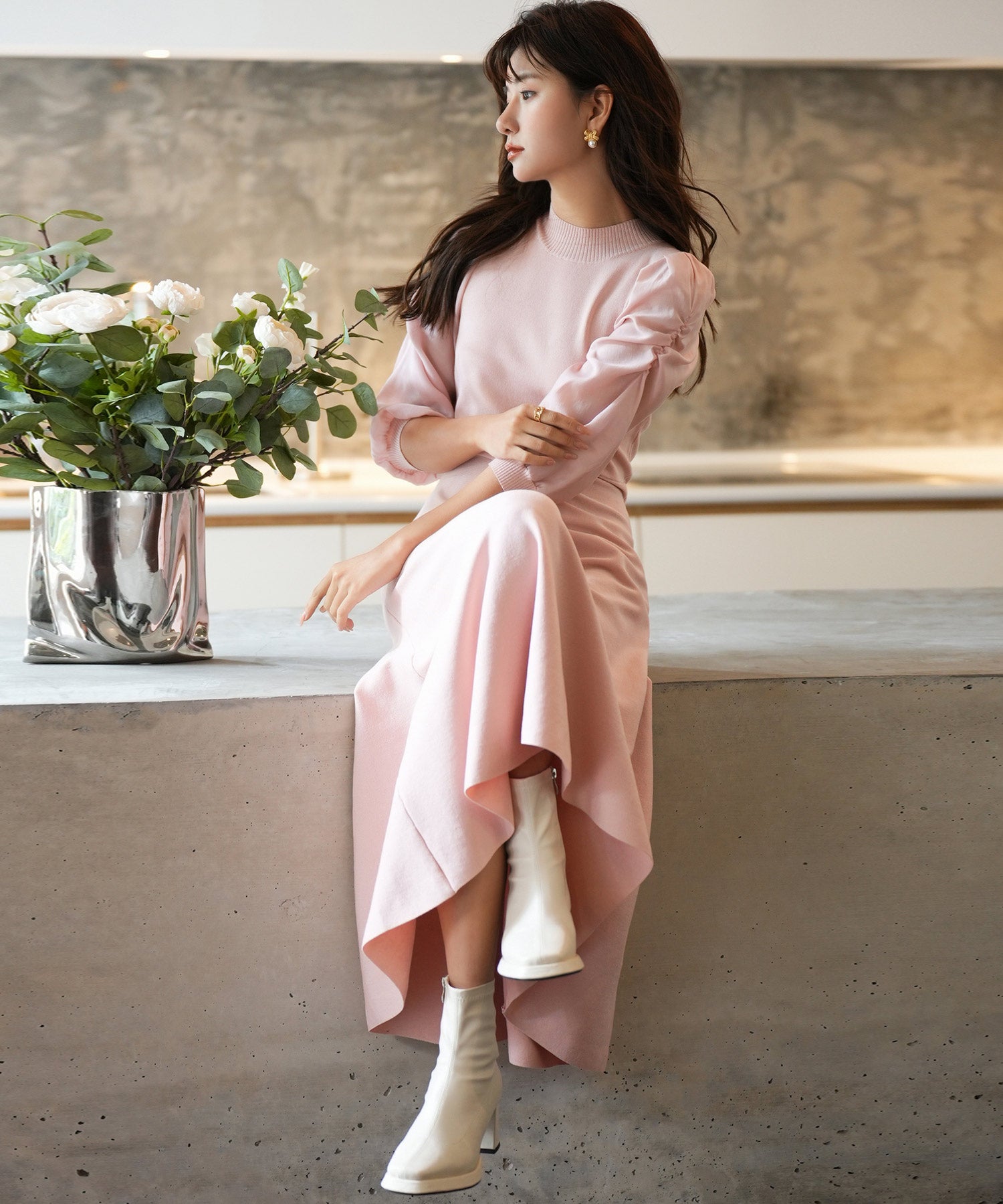 Aラインドッキングニットワンピースsdpxyf9017 ピンク