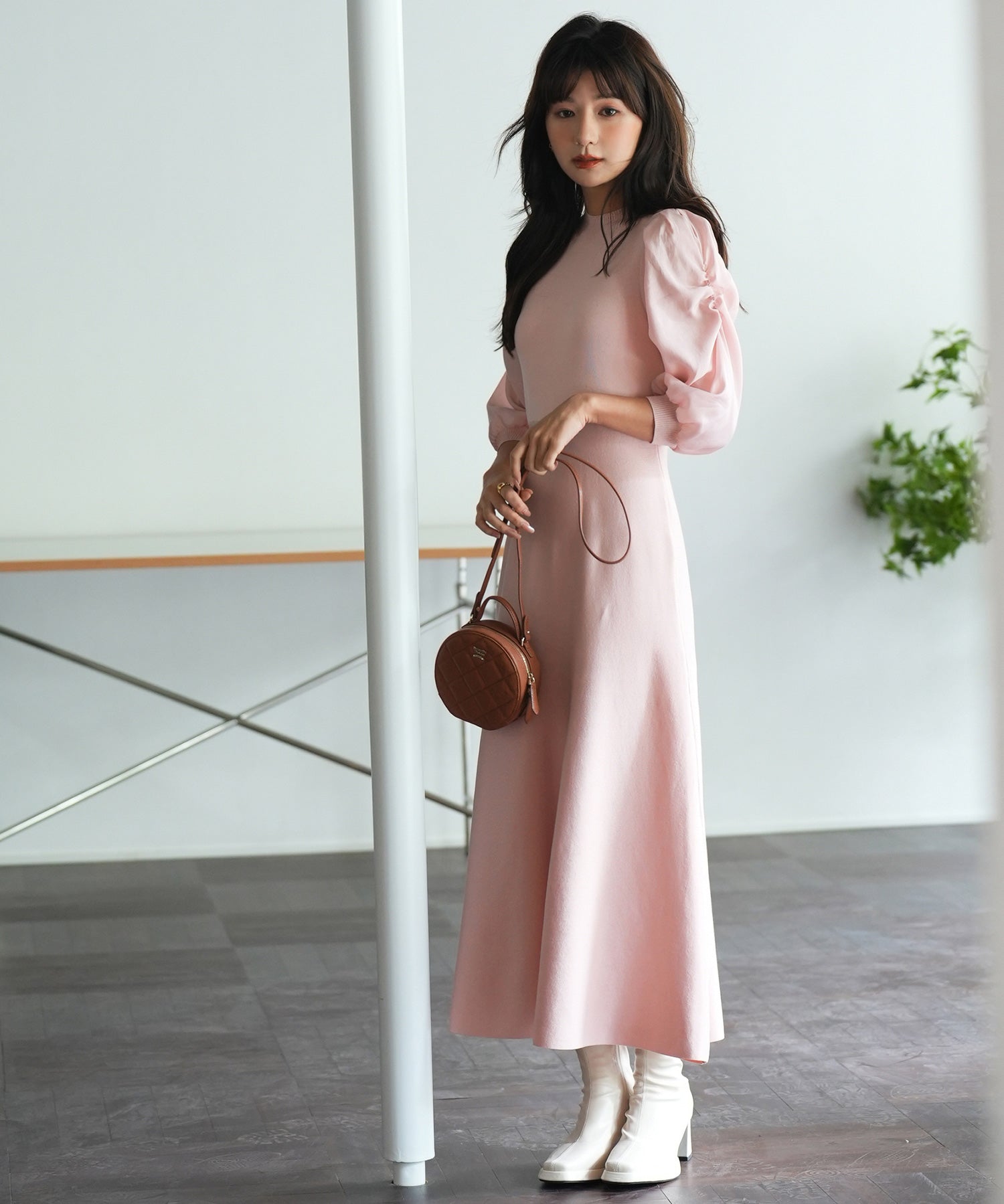 Aラインドッキングニットワンピースsdpxyf9017 ピンク