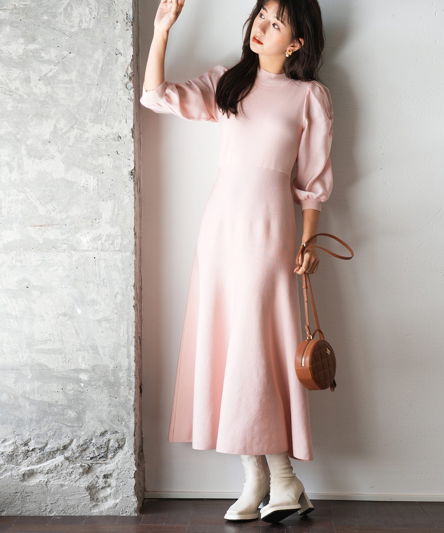 Aラインドッキングニットワンピースsdpxyf9017 ピンク