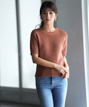 天竺編みサマーニットプルオーバsdpxyf9120 コーラル