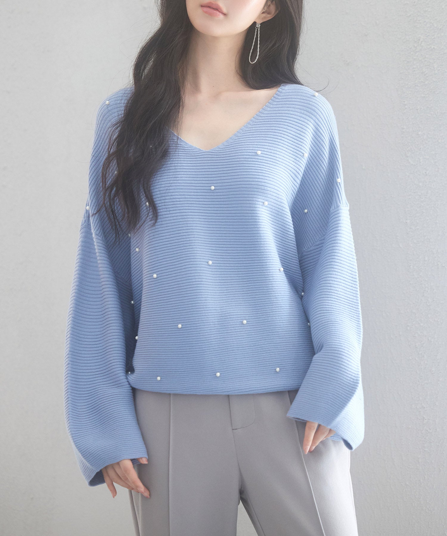 ドロップショルダーニットプルオーバーsdpxyf9499 ブルー – [公式