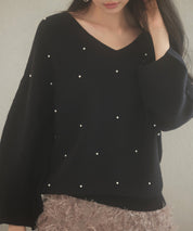 ドロップショルダーニットプルオーバーsdpxyf9499 ブラック