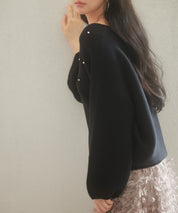 ドロップショルダーニットプルオーバーsdpxyf9499 ブラック