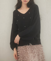 ドロップショルダーニットプルオーバーsdpxyf9499 ブラック