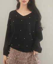 ドロップショルダーニットプルオーバーsdpxyf9499 ブラック