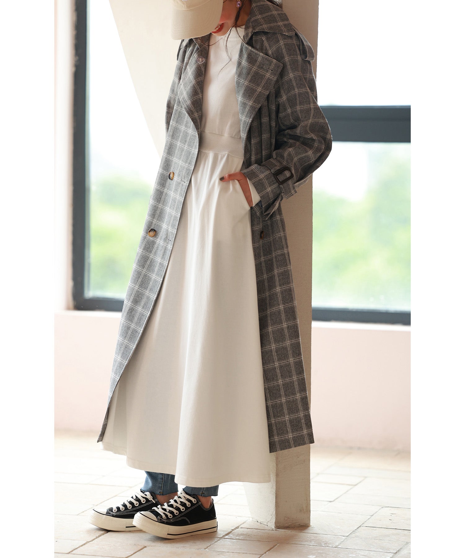 オーバーサイズトレンチコートsdpxyz076168 グレー