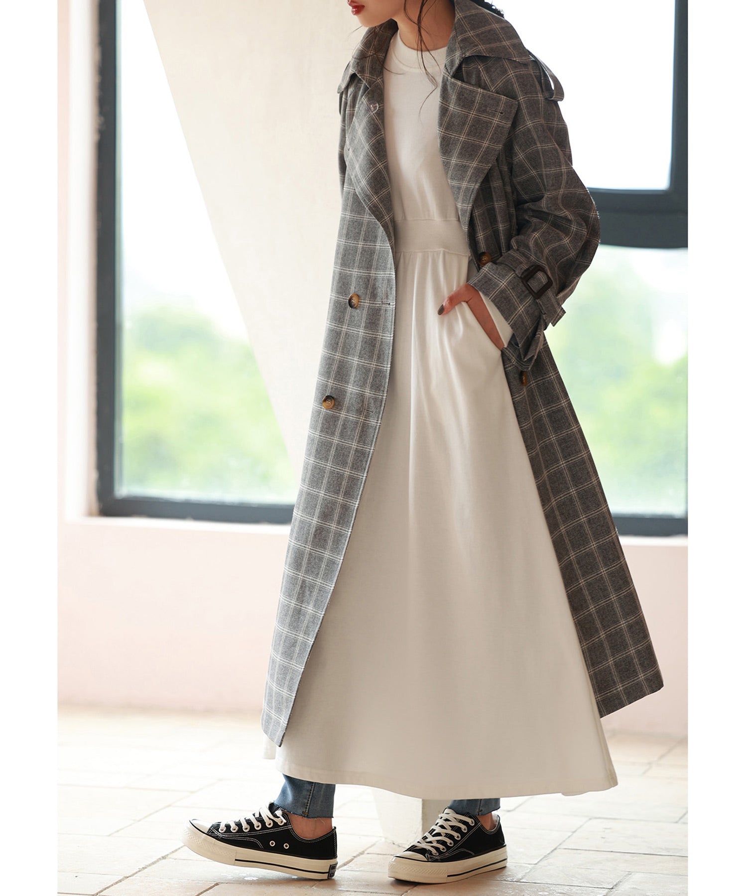 オーバーサイズトレンチコートsdpxyz076168 グレー