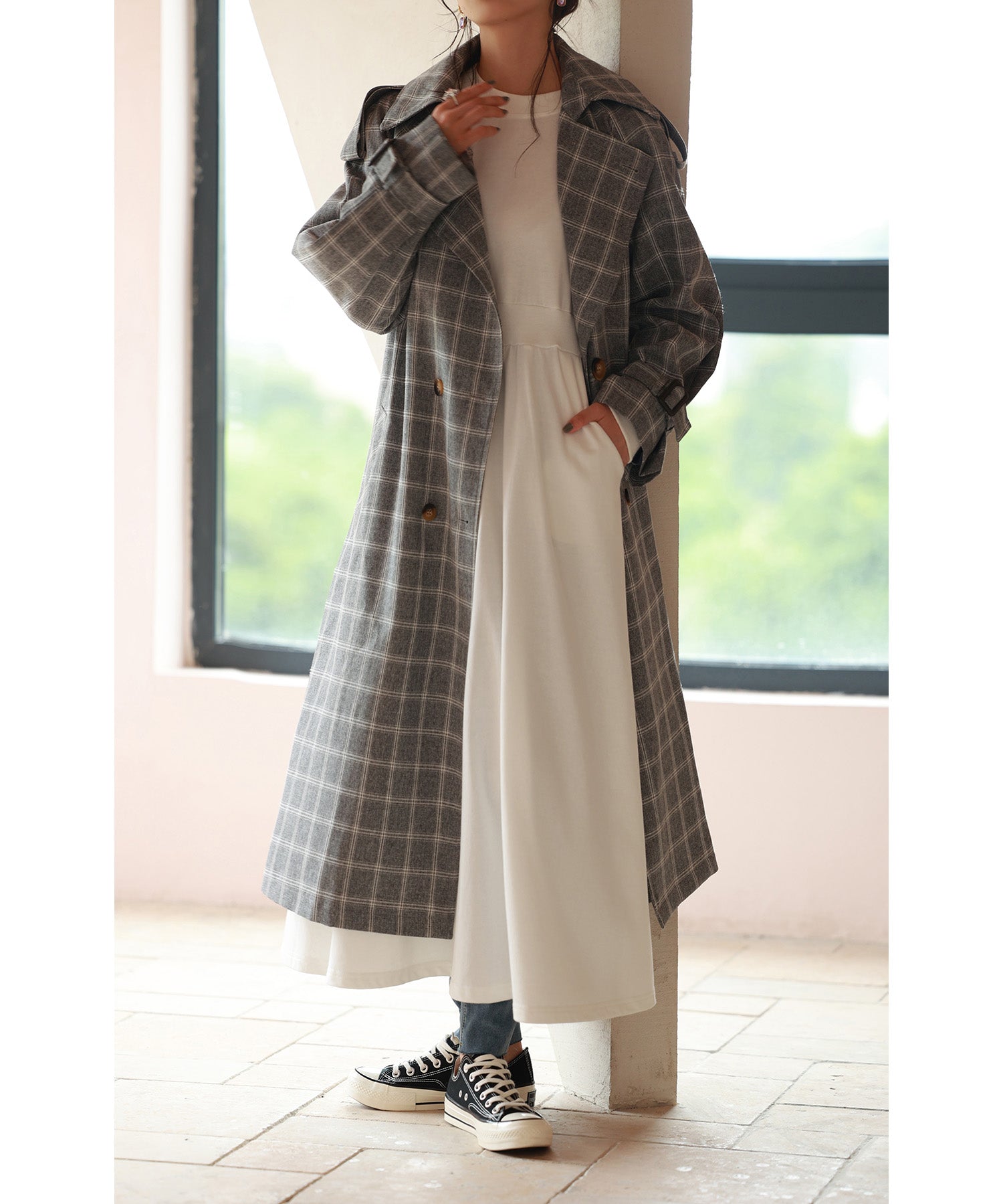 オーバーサイズトレンチコートsdpxyz076168 グレー