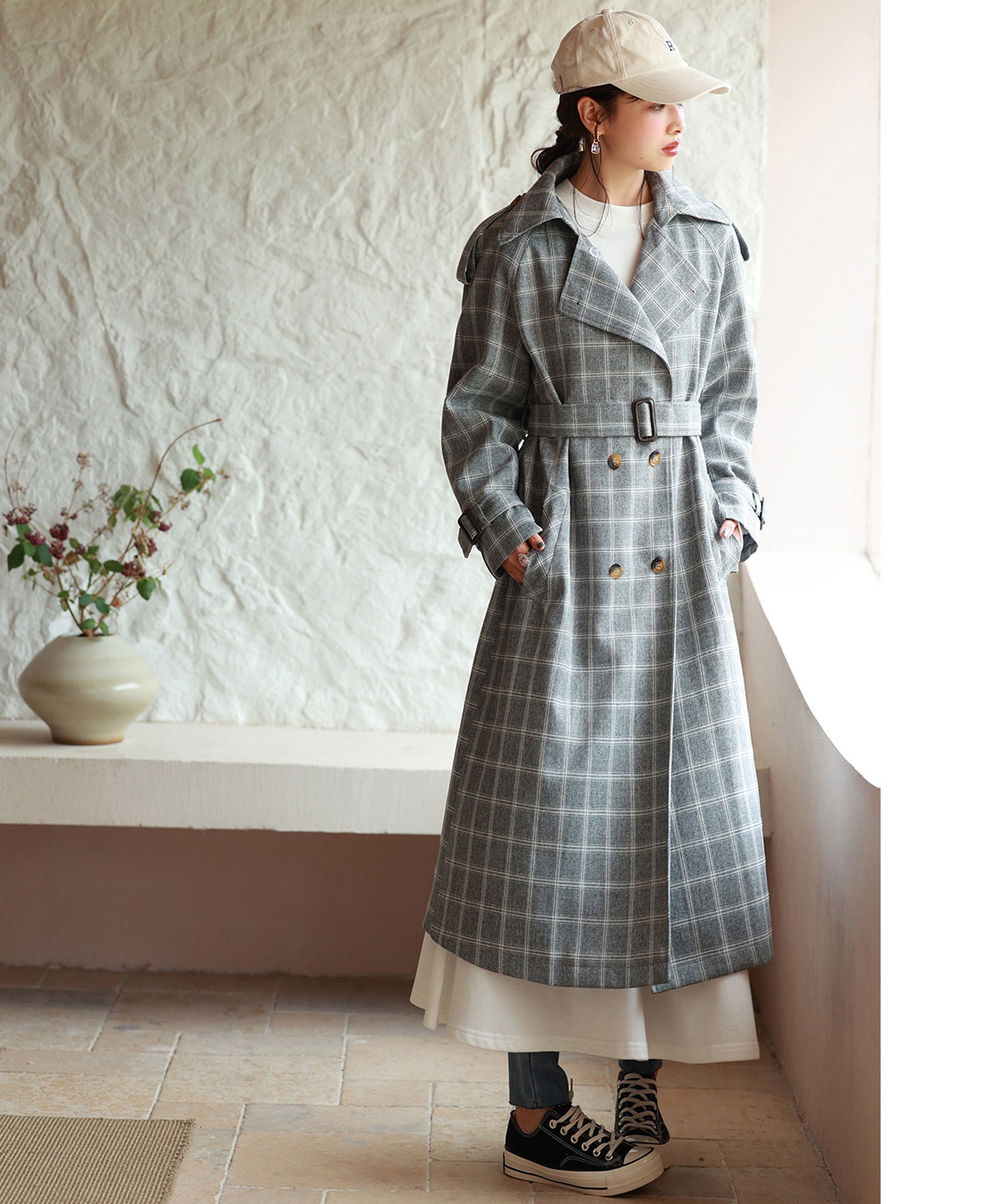 オーバーサイズトレンチコートsdpxyz076168 グレー