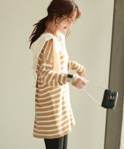 ボーダー柄オーバーサイズチュニックニットsdpyb39119 ブラウン